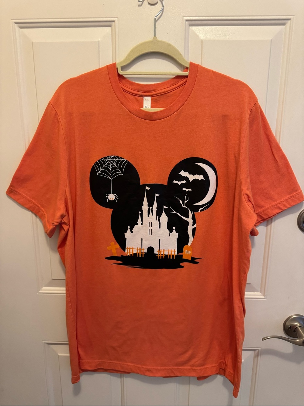 Unisex orange Halloween Mickey’s Castle Graphic T-Shirt